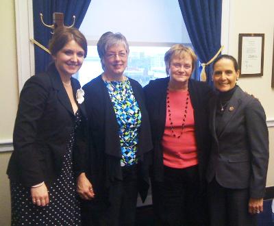 Advocacy in Washington DC with US Representative Jean Schmidt.  Pictured are Jenni Dovyak and Nina Keller of AAA7, Polly Doran of AAA1 and Representative Schmidt.